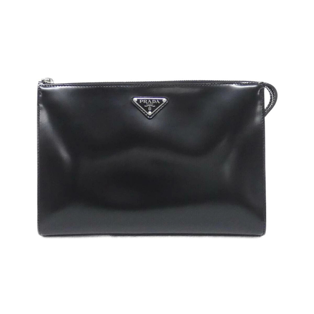 rada clutch bag black polished leather